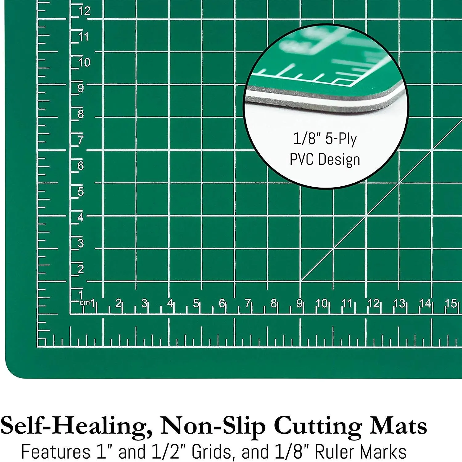 WA Portman Craft Cutting Mat Metal Ruler & Craft Knife Set - 18x24 Inch Self Healing Cutting Mat - Hobby Knife Set - 10 Crafting Blades - 24 Inch Cork-Backed Ruler