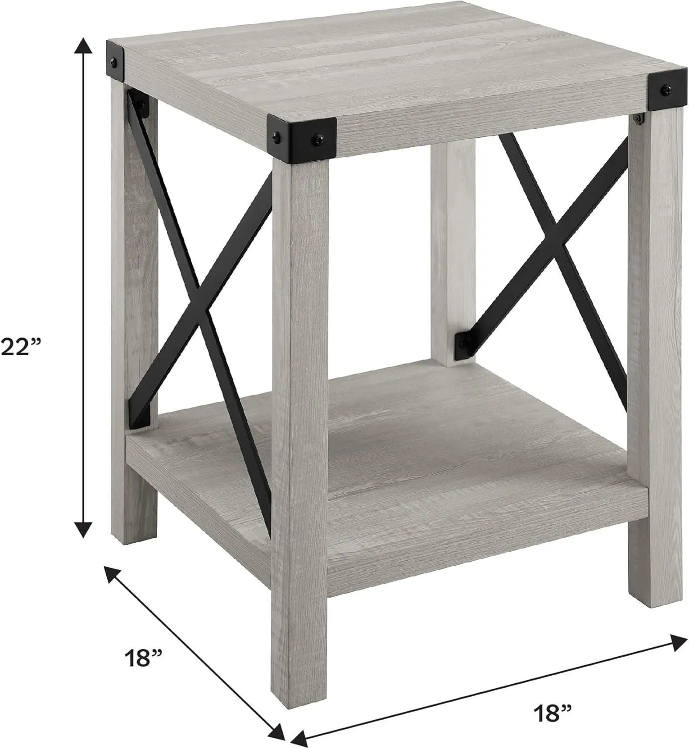 Walker Edison Sedalia Modern Farmhouse Metal X Side Table, 18 Inch, Stone Grey