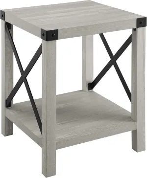 Walker Edison Sedalia Modern Farmhouse Metal X Side Table, 18 Inch, Stone Grey