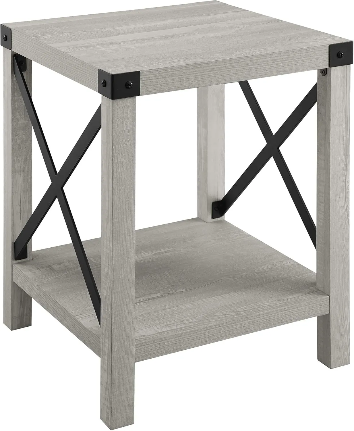 Walker Edison Sedalia Modern Farmhouse Metal X Side Table, 18 Inch, Stone Grey