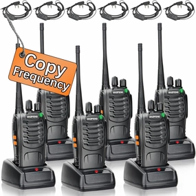 Walkie Talkies Long Range for Adults baofeng Radio Walkie Talkie Earpiece with Mic Rechargeable Two Way Radio Long Range Copy Frequency Waki Taki for Cruise Ships Hunting Skiing (6 Pack)