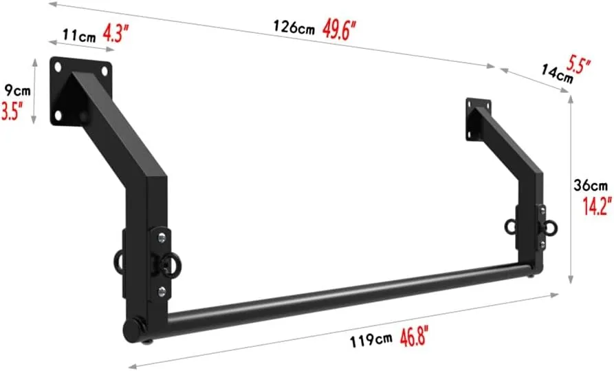 Wall Mounted Pull Up Bar, Beam/Door Steel Heavy Duty Exercise Bar, Sports Training Fitness Equipment for Men and Women, Load 300kg (Size : 119CM)