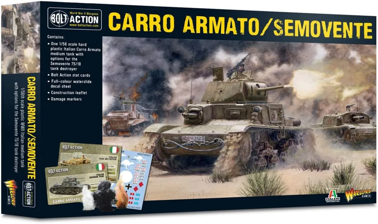 WarLord Bolt Action Carro Armato/Semovente Tank 1:56 Tabletop Miniatures - Plastic Paintable Miniature WWII Soldiers Set, Unpainted Table Top 28mm Military Minifigures for Adults - Gaming Figurines