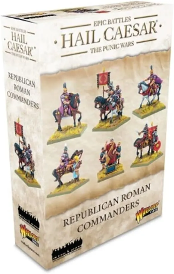 Warlord Roman Britain Hail Caesar Epic Battles: Republican Roman Commanders Tabletop Miniatures - Plastic Paintable Roman Britain Soldiers Set, Table Top 28mm Military Minifigures for Adults