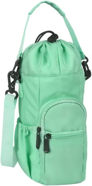 Water Bottle Carrier Bag,32/40oz Water Bottle Holder with Strap,with Adjustable Shoulder Strap 2 Pockets Sports Water Bottle Accessories for Hiking Travelling Camping