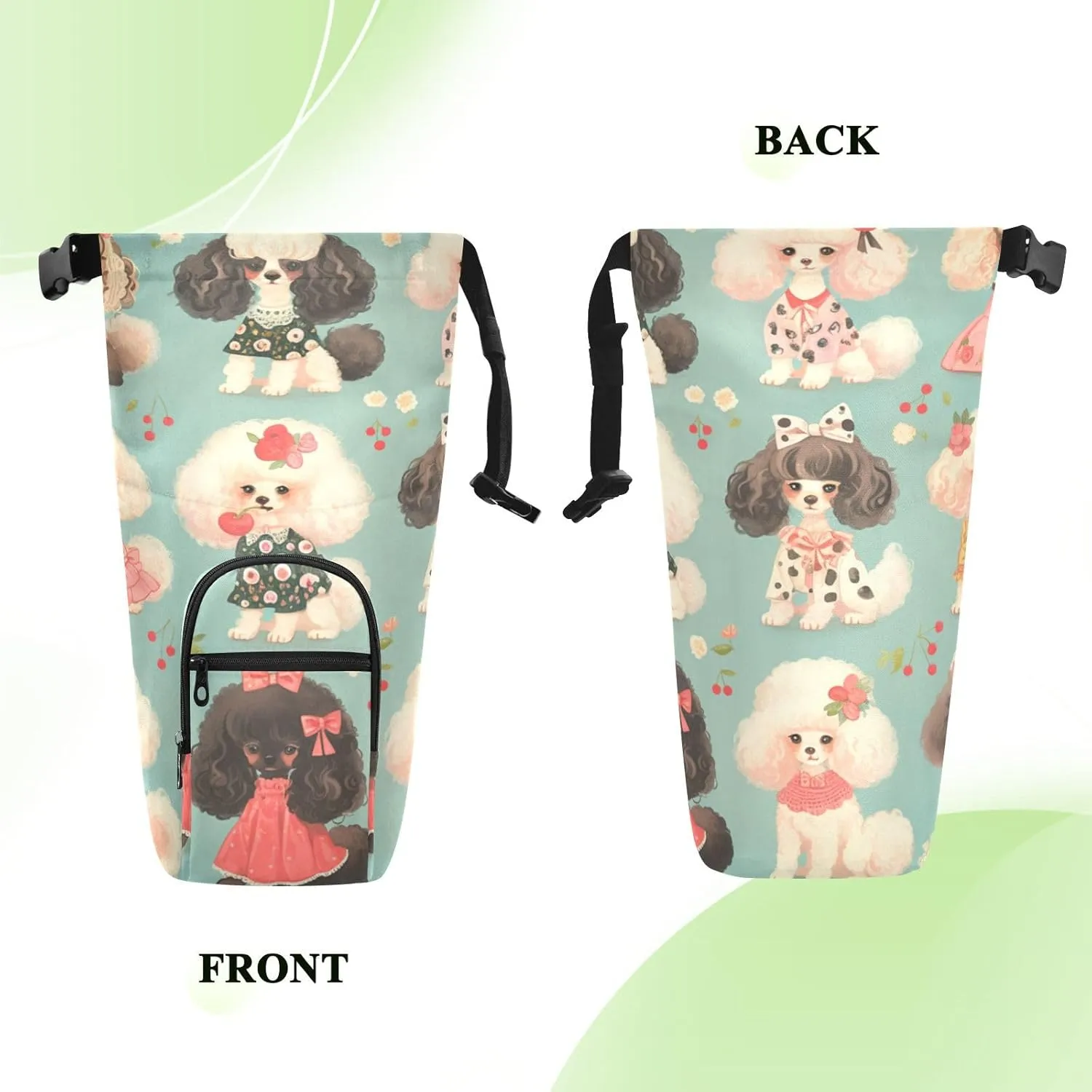 Water Bottle Holder with Strap 20/24/32/40oz Insulated Water Bottle Carrier Sling Bag Sleeve with Phone Pocket for Hiking Travelling Camping Poodle Change Cute Blue Retro