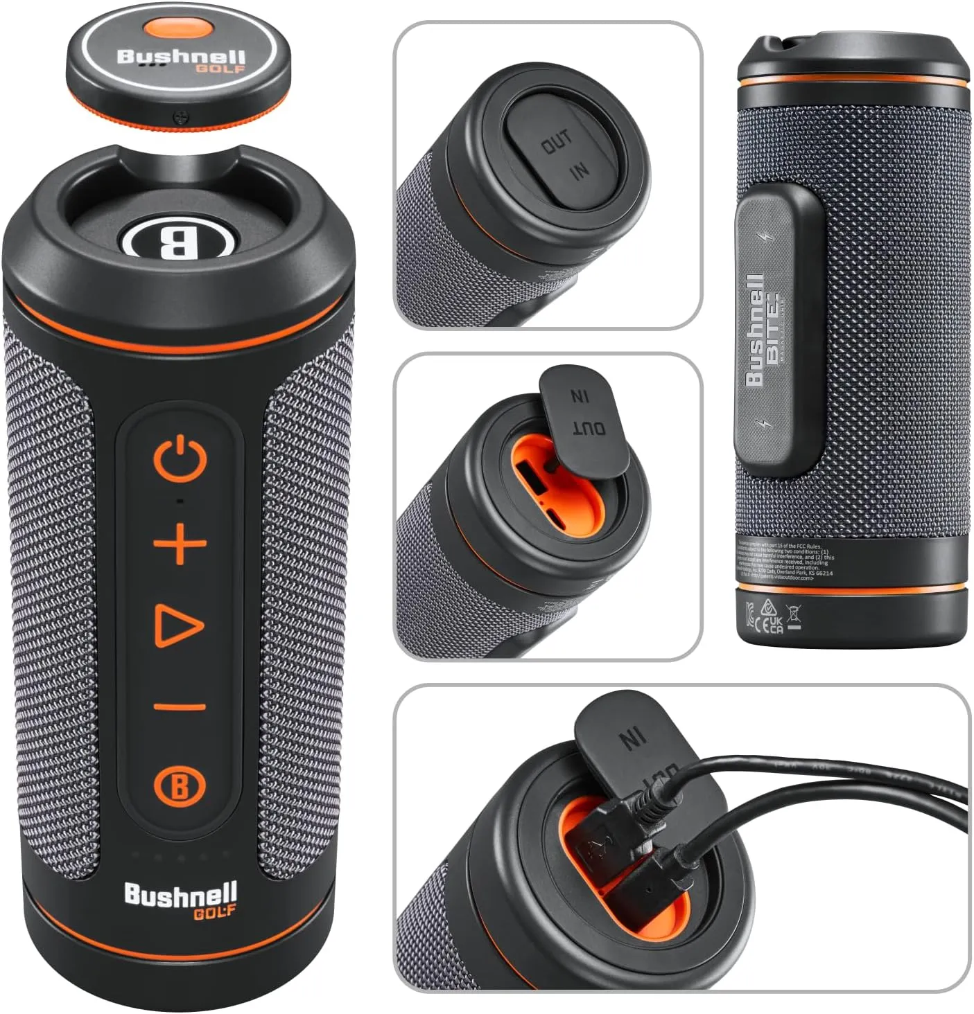 Wearable4U - Bushnell Wingman 2 GPS Golf Speaker with White Earbuds - Wall/Car Adapters Bundle