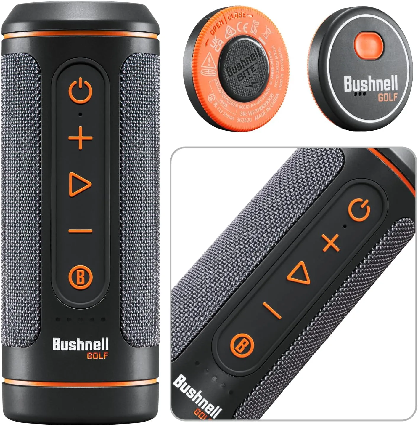 Wearable4U - Bushnell Wingman 2 GPS Golf Speaker with White Earbuds - Wall/Car Adapters Bundle
