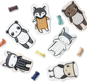 Wee Gallery Baby Animals Lacing Cards, Sewing Board and Travel Game for Toddlers and Preschoolers, Fine Motor Skills Toy, Montessori-Inspired Educational Kids Craft Activity for Ages 3 