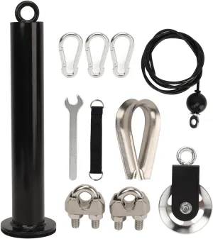 Weight Pulley System for Home Gym | 360 Degree Rotating Pulley & 2m Adjustable Cable | Triceps Pull Down Attachment/Strength Racks/Beams | Easy Install Stainless Steel Pulley