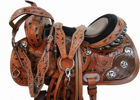 Western Saddle Barrel Racing Horse Pleasure Floral Tooled Gator Leather Seat Saddles Trail Tack Set 15 16 17 18