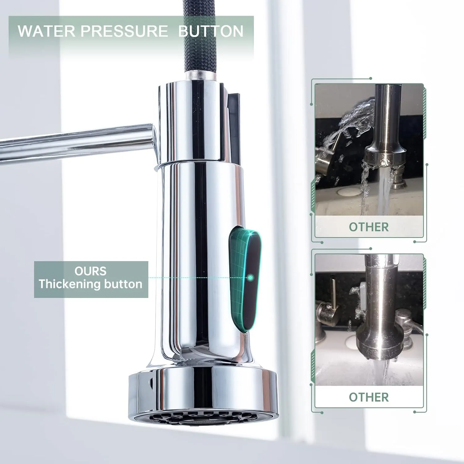 WEWE Chrome Kitchen Faucet, Faucet for Kitchen Sink with Pull Down Sprayer Kitchen Faucet with Deck Plate Stainless Steel Single Handle Spring for Farmhouse Utility Bar Laundry Sinks
