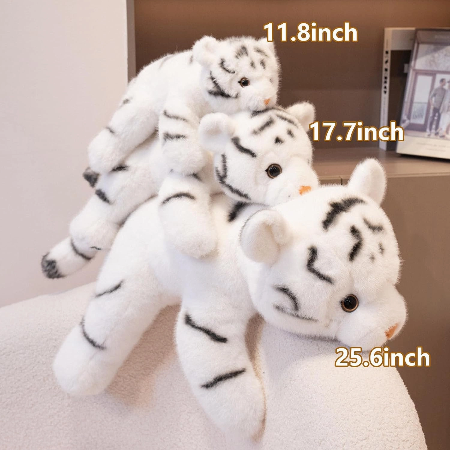 White Tiger Weighted Stuffed Animals, 25.6 Inch Tigers Plush Toy,Stuffed Tiger Plushies Cute Weighted Tigers Plush Pillow Dolls Gifts for Kids Boys Girls