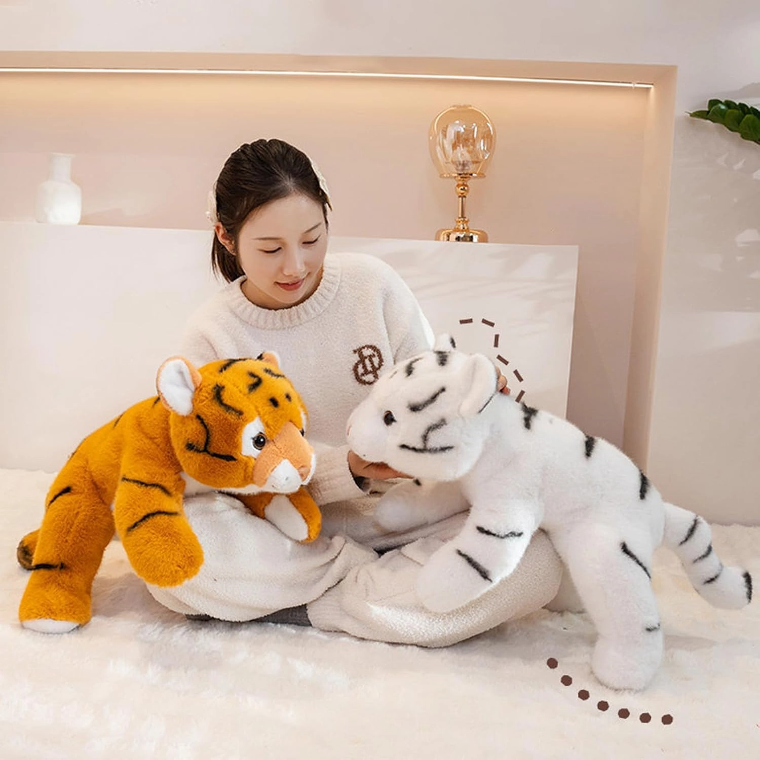 White Tiger Weighted Stuffed Animals, 25.6 Inch Tigers Plush Toy,Stuffed Tiger Plushies Cute Weighted Tigers Plush Pillow Dolls Gifts for Kids Boys Girls