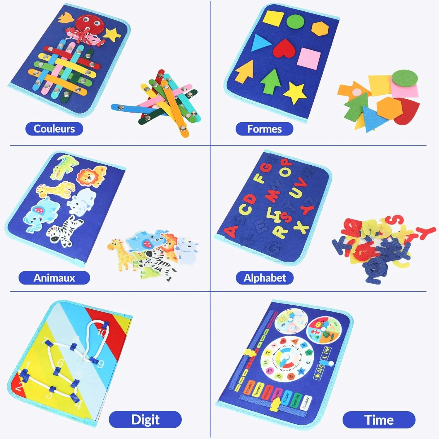 Whizturtle Toddler Busy Board Montessori Toys, Sensory 8 in 1 Preschool Activities Learning Fine Motor life Skills 36 months Christmas Gift Travel Airplane Car