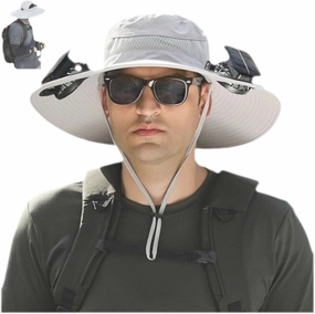Wide Brim Solar Fan Outdoor Fishing Hat-Solar & USB Charging, Solar Fan Hat Hat with Fan Built in