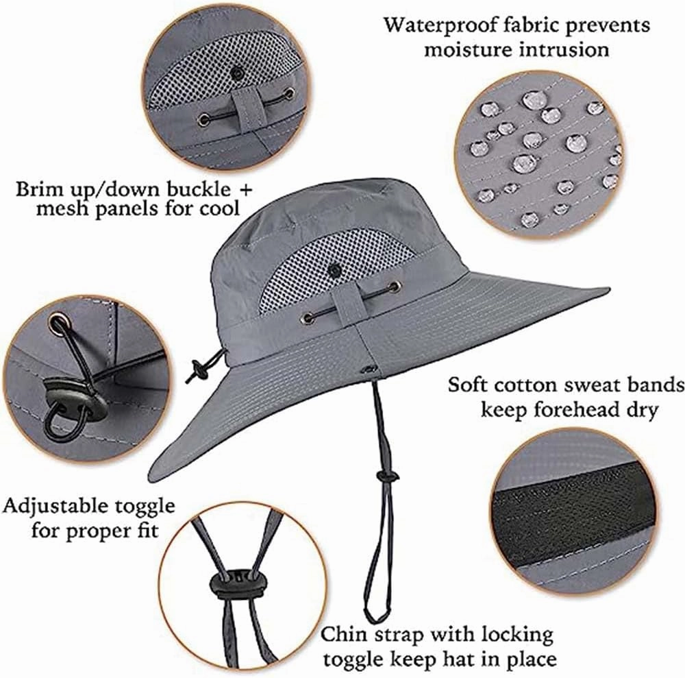 Wide Brim Solar Fan Outdoor Fishing Hat-Solar & USB Charging, Solar Fan Hat Hat with Fan Built in