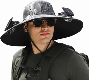 Wide Brim Solar Fan Outdoor Fishing Hat-Solar & USB Charging, Sunscreen Sun Hat with Fan, Solar Fan Hat Upf50 