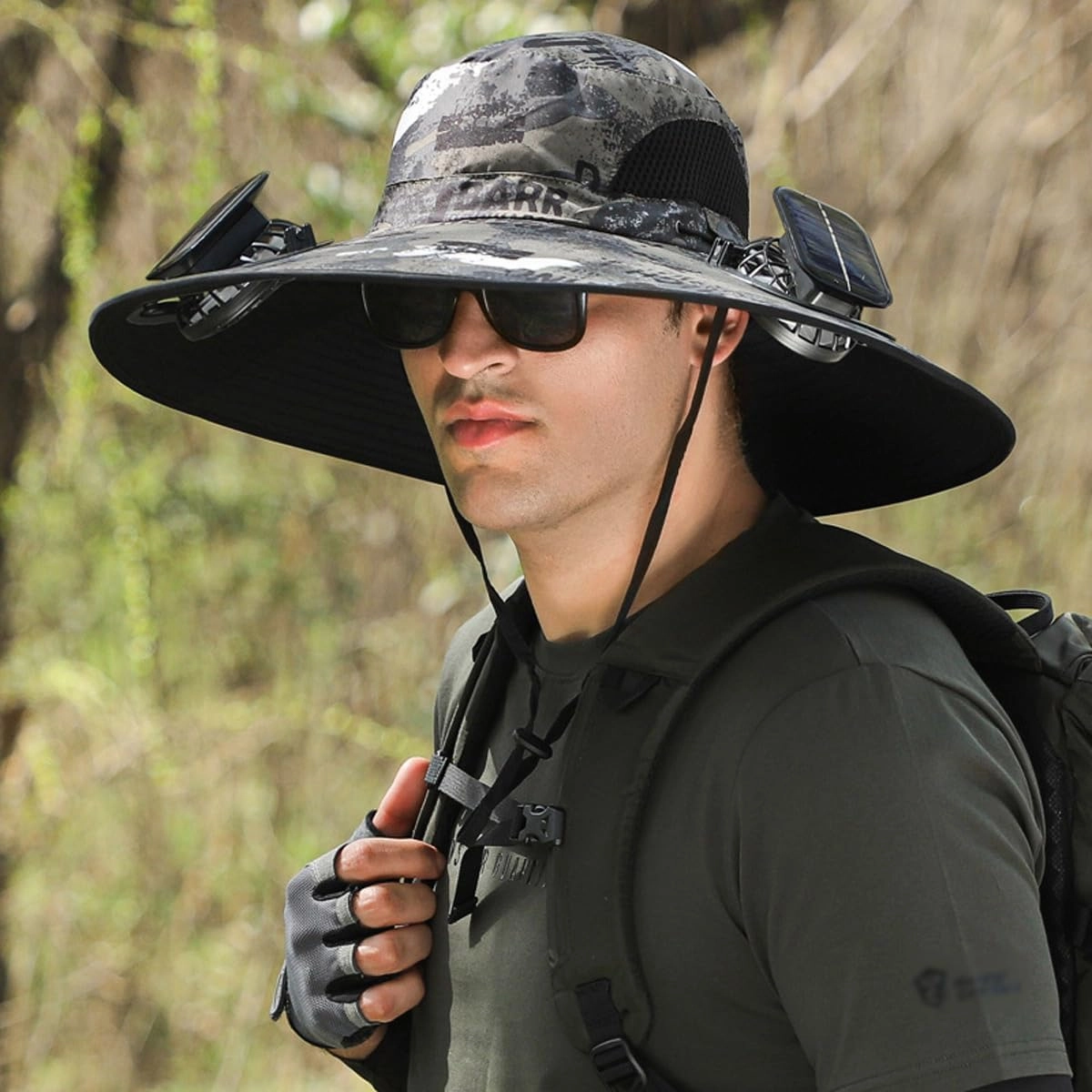 Wide Brim Solar Fan Outdoor Fishing Hat-Solar & USB Charging, Sunscreen Sun Hat with Fan, Solar Fan Hat Upf50 
