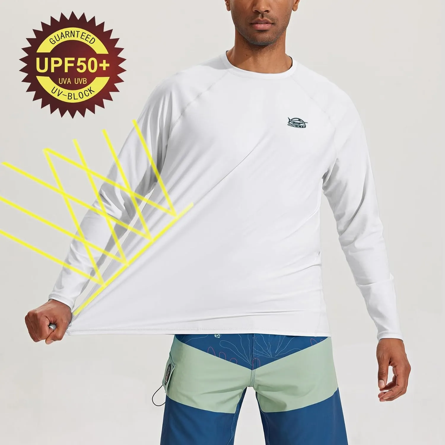 Willit Men's Rash Guard Swim Shirts SPF Water Shirt Long Sleeve UPF 50  Sun Protection Loose Fit Quick Dry