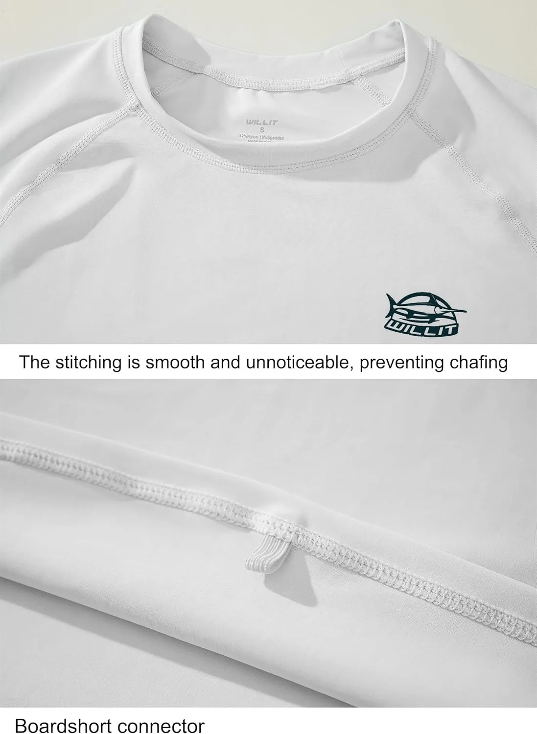 Willit Men's Rash Guard Swim Shirts SPF Water Shirt Long Sleeve UPF 50  Sun Protection Loose Fit Quick Dry