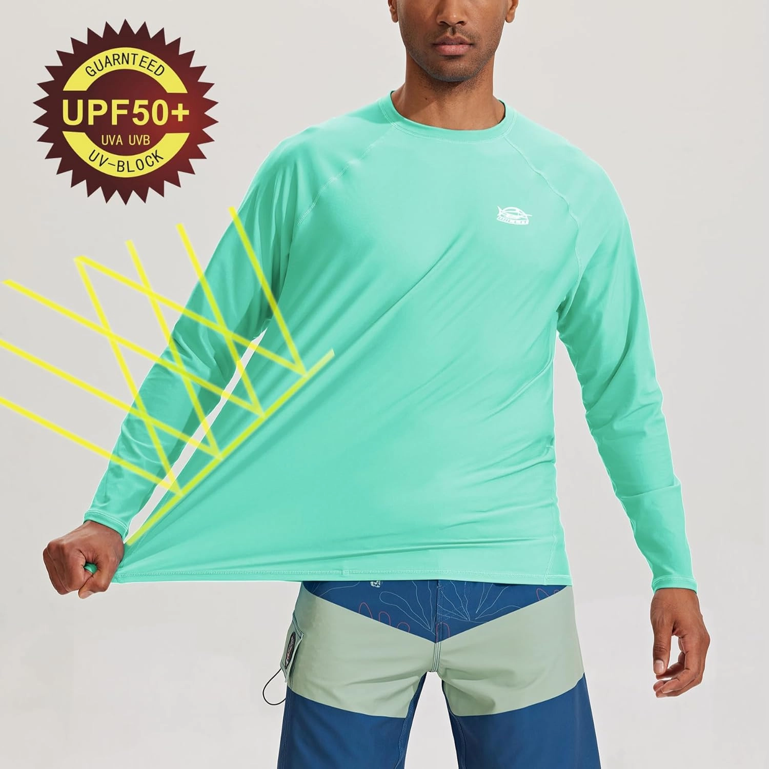 Willit Men's Rash Guard Swim Shirts SPF Water Shirt Long Sleeve UPF 50  Sun Protection Loose Fit Quick Dry
