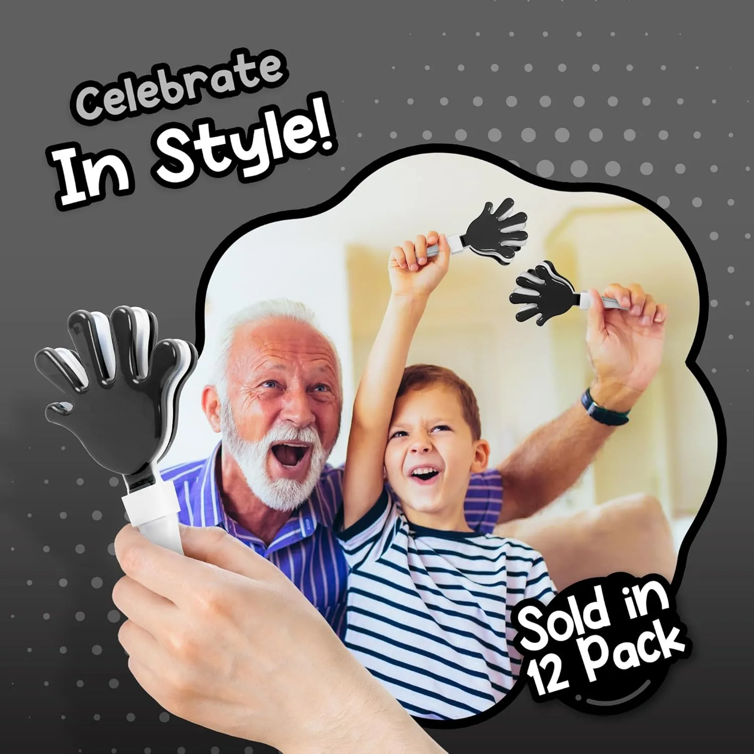 Windy City Novelties 12-Pack 7-Inch Mini Hand Clappers - Bulk Noisemakers for Parties, Celebrations, and Events