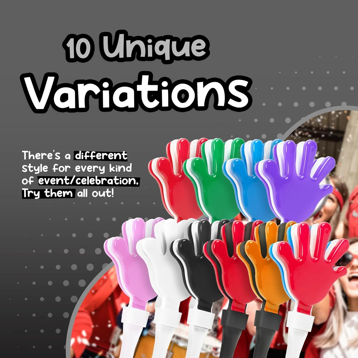 Windy City Novelties 12-Pack 7-Inch Mini Hand Clappers - Bulk Noisemakers for Parties, Celebrations, and Events