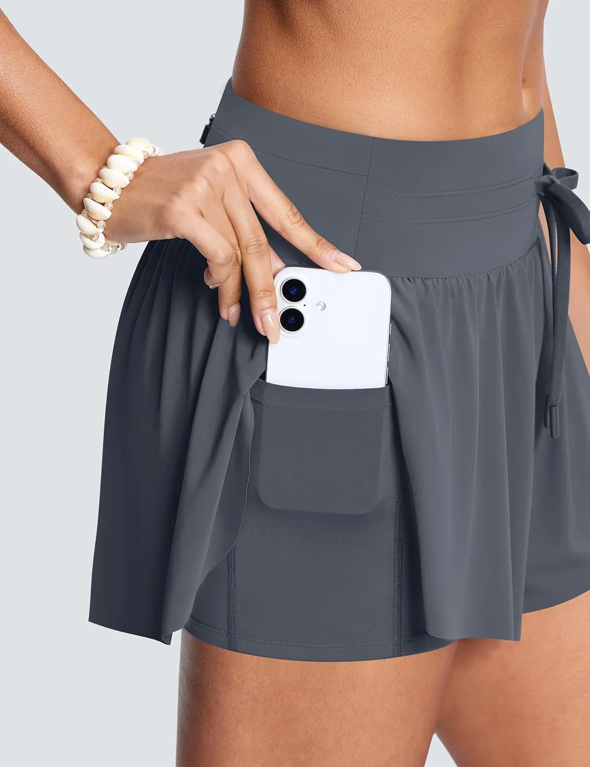 Womens 2.8" Swim Board Shorts High Waisted Slimming Quick Dry Stretch Swim Beach Trunks with Liner and 2 Pockets