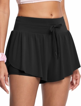 Womens 2.8" Swim Board Shorts High Waisted Slimming Quick Dry Stretch Swim Beach Trunks with Liner and 2 Pockets