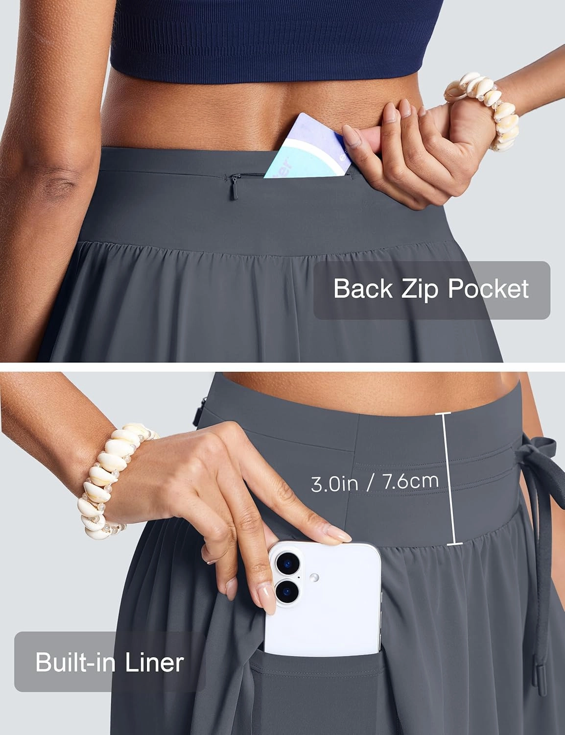 Womens 2.8" Swim Board Shorts High Waisted Slimming Quick Dry Stretch Swim Beach Trunks with Liner and 2 Pockets