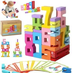 Wooden Number Building Blocks, Educational Tool Number Blocks, Educational Number Sum Blocks, Wooden Stacking Numbers 1-10