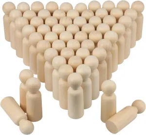 Wooden Peg People, 3.5 Inch 60 Pieces, Peg Dolls Unfinished in Standardization Sizes, Perfect for DIY Art and Craft, Painting, Dollhouse Design, Table Setting