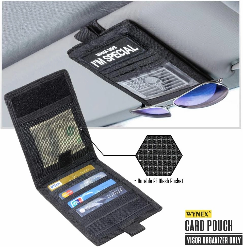 WYNEX Molle Visor Panel Organizer, Tactical Car Sun Visor Cover Molle Webbing Compatible Elastic Slots Vehicle Visor Storage Holder Pouch with 3 Elastic Strap Compatible F150 F550 Tundra