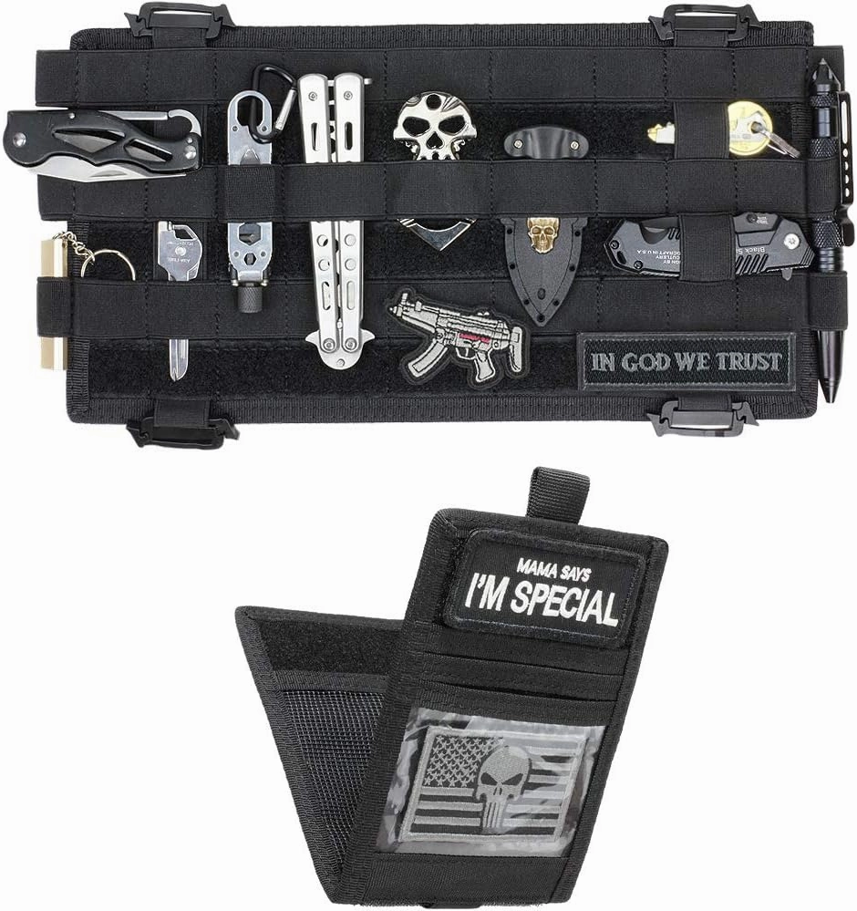 WYNEX Molle Visor Panel Organizer, Tactical Car Sun Visor Cover Molle Webbing Compatible Elastic Slots Vehicle Visor Storage Holder Pouch with 3 Elastic Strap Compatible F150 F550 Tundra