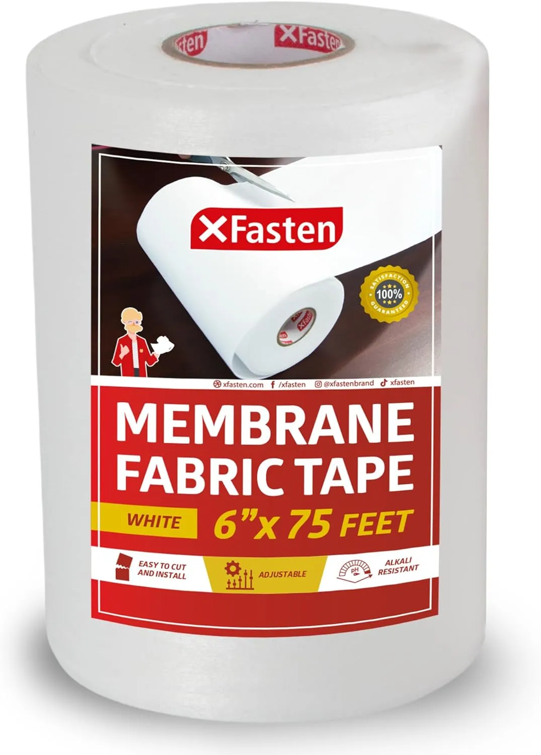 XFasten Waterproofing Membrane Sheet, 6” x 75 Ft Shower Waterproofing Membrane Tape for Underlayment Tile, EPDM Underlayment, Cement Board Tape