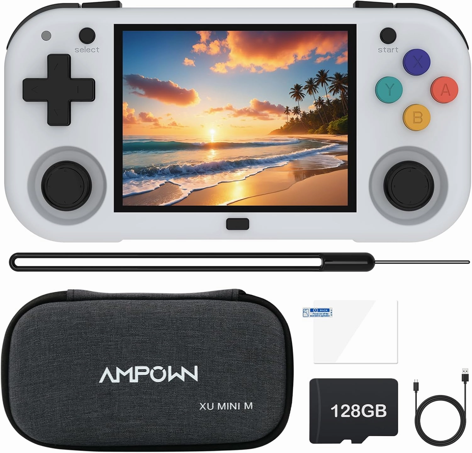 XU Mini M Retro Handheld Game Consoles, 2.8 inch IPS Screen, Built-in 128G TF Card, with 2600 mAh Battery Life 6 Hours with Case Gray