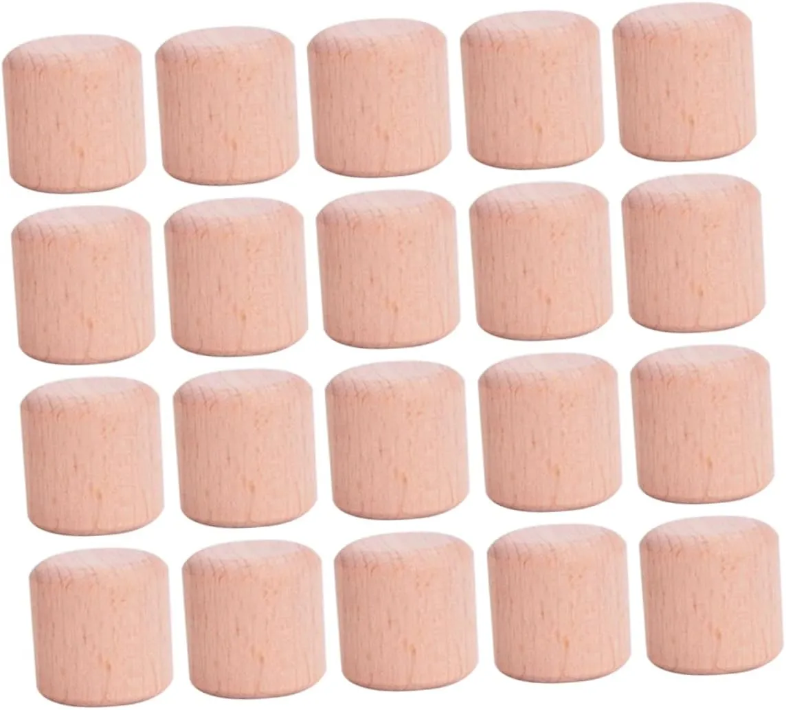 YARNOW 20Pcs Beech Granule Building Blocks Cylinder Wood Blocks for Educational Play and DIY Craft Projects Smooth and Sturdy Design for Creative Learning