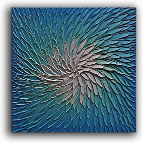 YaSheng Art - 3D Metallic Bead light Blue and Silver Texture Oil Painting on Canvas Abstract Art Pictures Canvas Wall Art Paintings Modern Home Decor Abstract Paintings Ready to hang 30x30inch