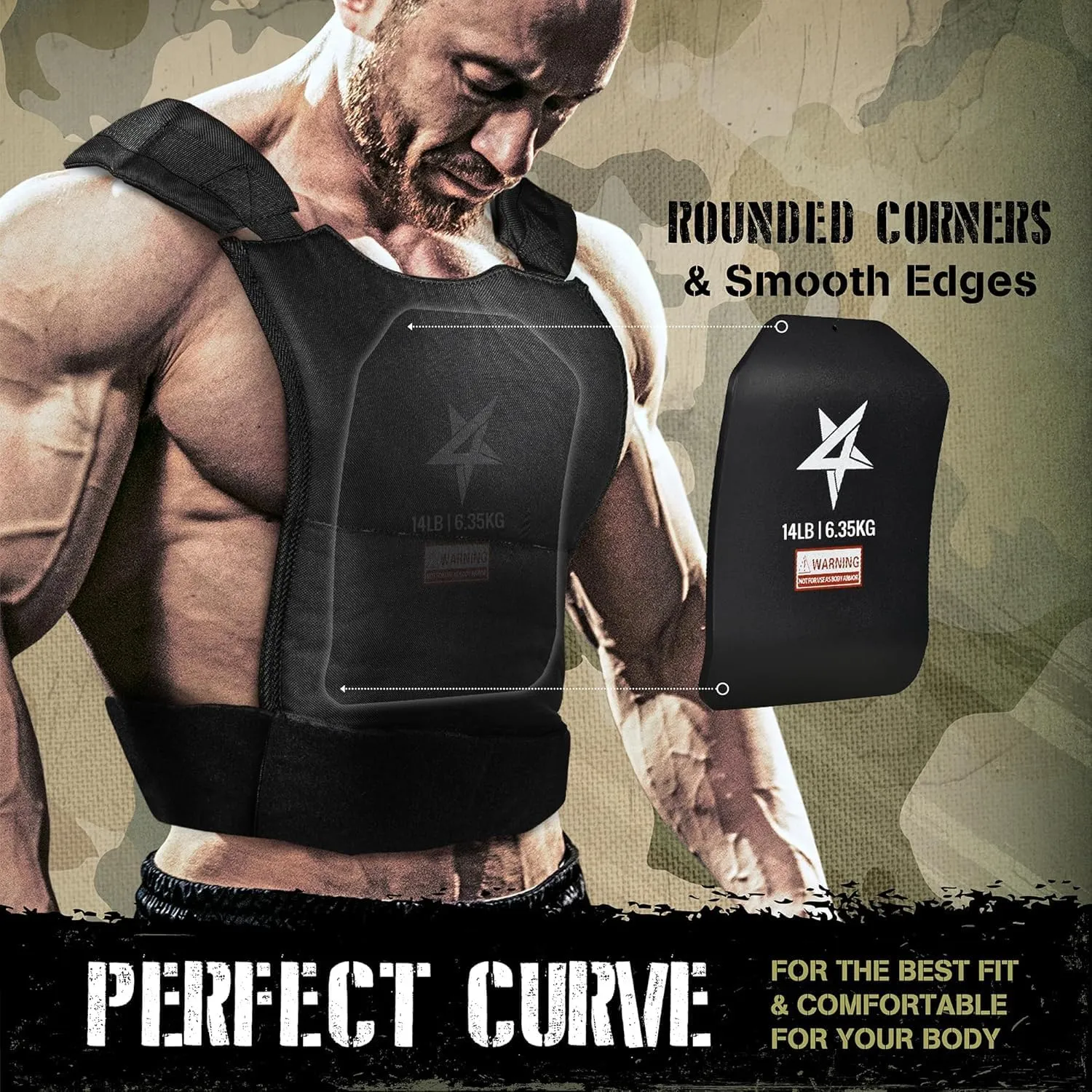 Yes4All Weight Vest Plate 5.75/8.75/14/ 19.75LB Pairs, Weighted plates for vest, Tactical Plate, Weight Plate with Curved Ergonomic Design for Running, Heavy Workout