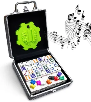 Yinlo Mexican Train Dominoes Set with Sound Effects, Mexican Train Dominoes Game for Travel, 91 Tiles Double12 Colored Dominoes Game Set with Aluminum Case