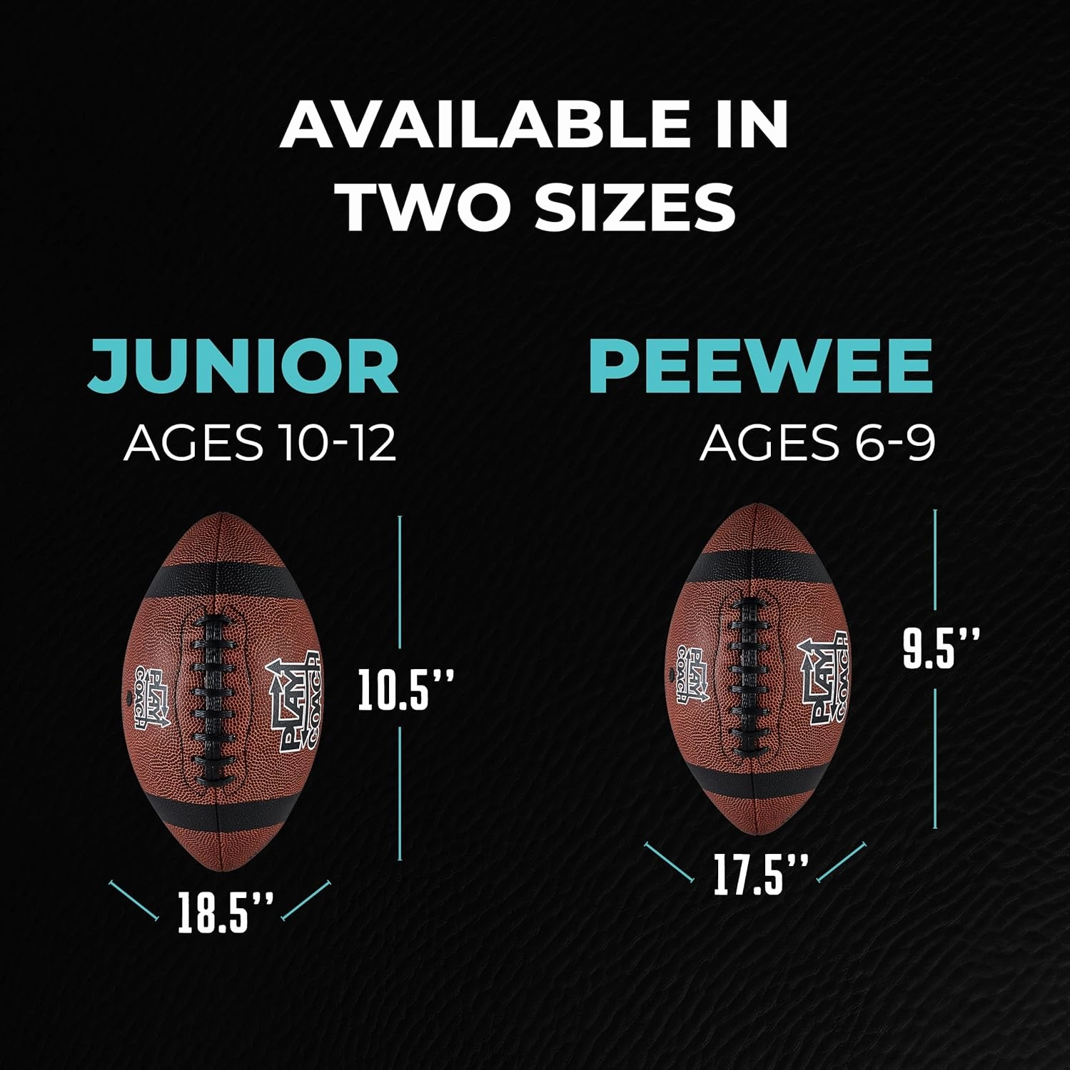 Youth Football in Junior & Peewee Sizes - 10 Basic Passing Routes for Kids 6 to 12 - Endorsed by Drew Brees, Leather Kids Beach Football