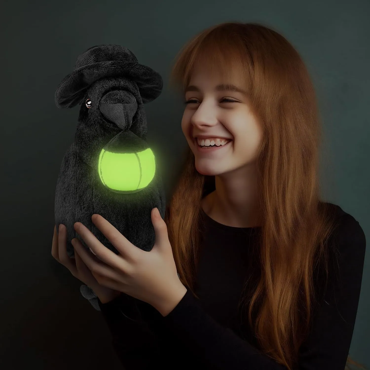 ZHONGXIN MADE Crow Plush Toy - Luminous Crow Stuffed Animals 10in, Cute Crow Bird Raven Animal Dolls, Gift Toys for Kids Birthday Gifts Glow in The Dark