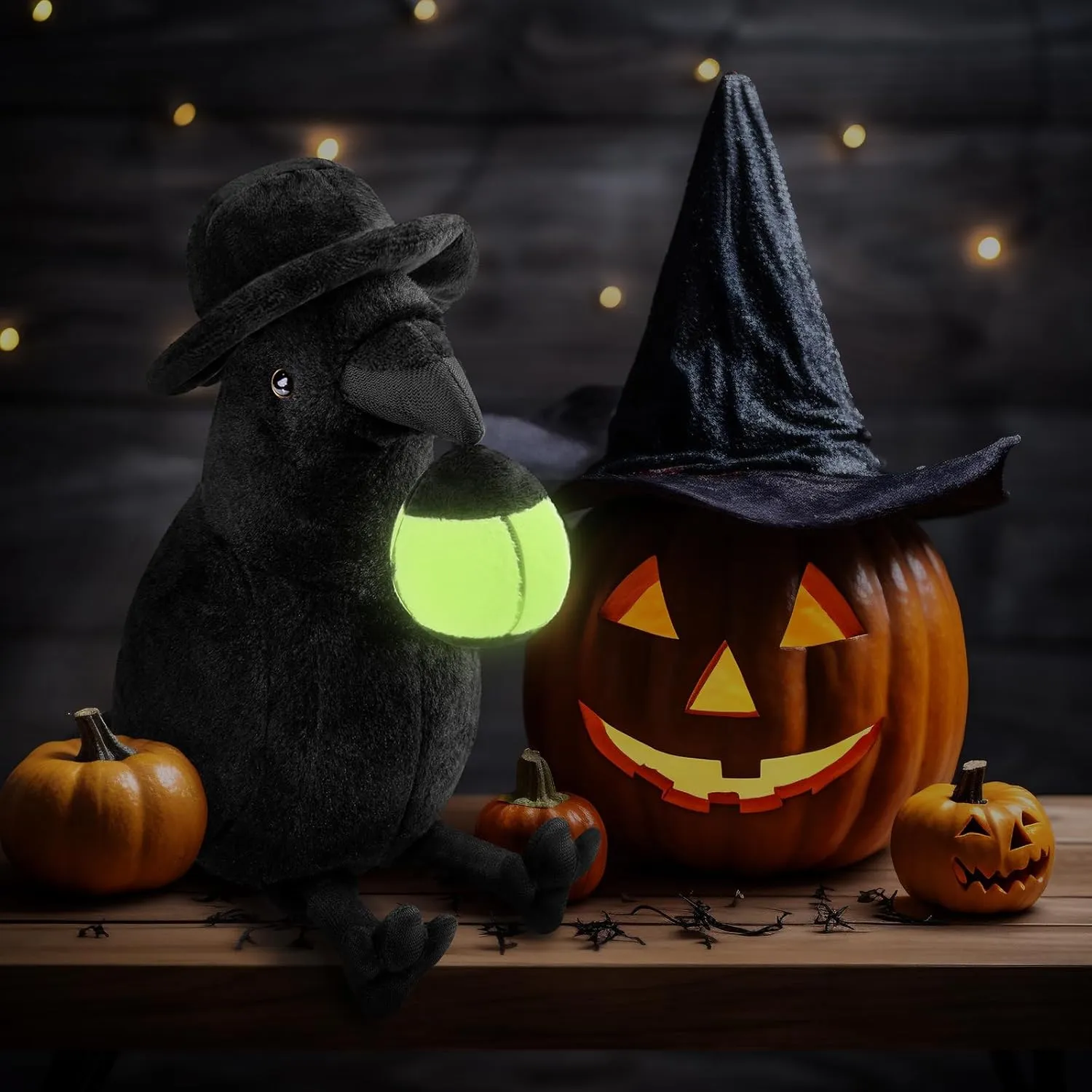 ZHONGXIN MADE Crow Plush Toy - Luminous Crow Stuffed Animals 10in, Cute Crow Bird Raven Animal Dolls, Gift Toys for Kids Birthday Gifts Glow in The Dark