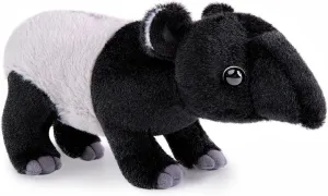 ZHONGXIN MADE Simulation Asian Asiatic Tapir Plush Toy - Black 9.5'' Malayan Tapir Doll Stuffed Animal Toys, Lifelike Standing Wild Animals Plush Toy Gifts for Kids