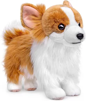 ZHONGXIN MADE Simulation Pomeranian Plush Toy - Realistic 12" Standing Pomeranian Pet Dog Stuffed Animal Cute Dog Puppy Model Toy, Unique Plush Gift Collection for Kids Birthday, Home Decor