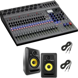 Zoom LiveTrak L-20 – 20-Input Digital Mixer & Multitrack Recorder  KRK RP5G3-59107 NA Rokit 5 Generation 3 Powered Studio Monitor – Pair and Cables